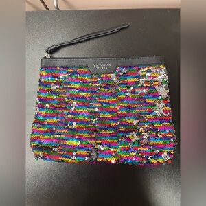 Victoria's Secret multicolor sequin clutch/cosmetic pouch